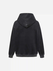 Distressed 3D Steel Print Hip-Hop Pullover Hoodie