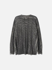 Distressed Cable Knit Sweater