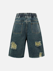 Distressed Cargo Denim Shorts