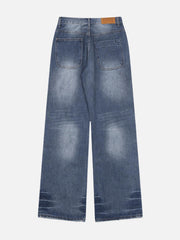 Distressed Decorative Band Loose Jeans