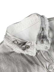Distressed Denim Embroidery Jacket