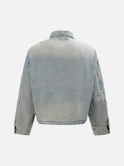 Distressed Frayed Lapel Denim Jacket