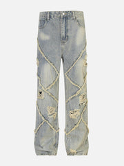 Distressed Fringe Loose Jeans