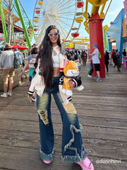 Distressed Fringe Star Jeans
