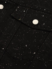 Distressed Sequin Design Denim Jacket