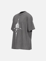 Distressed Skull Cross Graphic T-Shirt