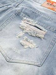 Distressed Spider Letter Print Jeans