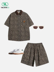 Drawstring Leopard Print Shorts