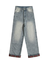 Vintage Washed Plaid Baggy Jeans