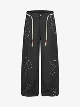 Street Contrast Artistic Graffiti Drawstring Jeans