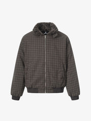 Retro Plaid Fur Collar Warm Padded Jacket