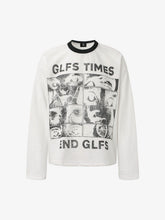 Letter Print Waffle Long-Sleeved T-Shirt