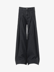 Retro Pleated Denim Baggy Jeans