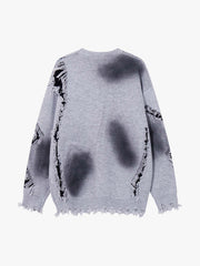 Raw Edge Damaged Dirty Dyed Niche Sweatshirt