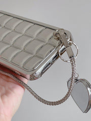 Electroplate Block Heart Chain Mobile Phone Case
