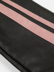 Embroidery Bow Faux Leather Jacket