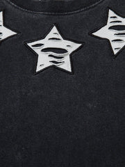 Embroidery Distressed Star Washed Tee