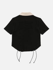 Embroidery Side Drawstring Fold-Over Star Tee