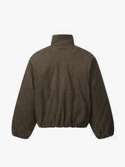 Vintage Zipper Pocket Design Sherpa Lined Collar Padded Jacket