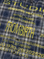 Yellow Plaid Letter Print Shirt