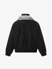 Vintage Dual-layer Collar Fleece-lined Zipper Jacket