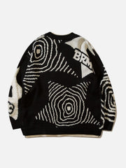 Fake-Two Flocking Patchwork Sweater