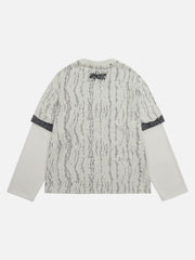 Faux Two-Piece Distressed Woolen T-Shirt