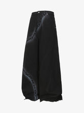 Chain Print Raw Edge Washed Wide-Leg Jeans