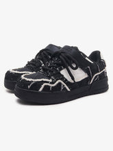 Retro Distressed Denim Patch Velcro Sneakers