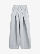 Pleated Button-Down Scimitar Jeans