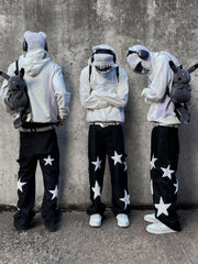 Flocked Star Straight Jeans