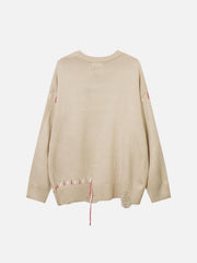 Floral Embroidered Crew Neck Sweater