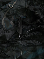 Floral Stand Collar Leather Jacket