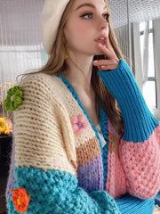 Flowers Embroidery Oversized Sleeves Cardigan
