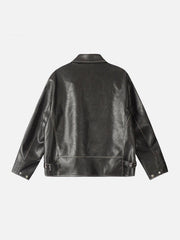 Fold-Over Washed Faux Leather Jacket