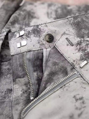 French Loose Pocket Printed Mid-Rise Cargo Pants