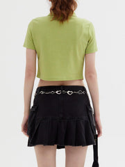 Geometric Zip Up Crop Tee