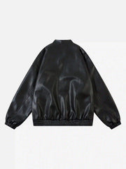 Gothic Alphabet Patch Racing Collar Jacket