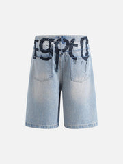 Graffiti Letter Denim Shorts