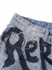 Graffiti Letter Denim Shorts