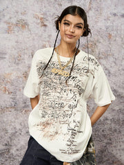 Graffiti Letter Print Oversized T-Shirt