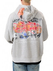 Graffiti Print Streetstyle Cardigan