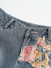 Heavy Craftsmanship Lace Crop Jorts