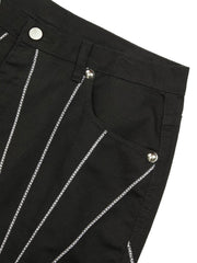 Heavy Spider Web Embroidered Topstitch Jeans