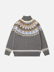 High-Neck knitwear Diamond Weave Jacquard Sweater