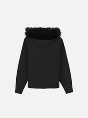 High Street Detachable Fur Collar Half-Zipped Sweater