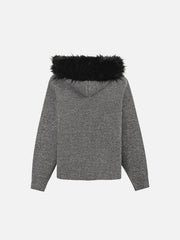 High Street Detachable Fur Collar Half-Zipped Sweater