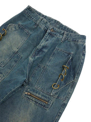 High Street Heavy Duty Design Multi-Pocket Jeans