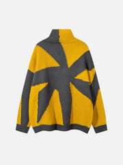 High Street High-Neck Spiral Jacquard Sweater