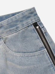 High Street Hip-Hop Zipper Straight Jeans